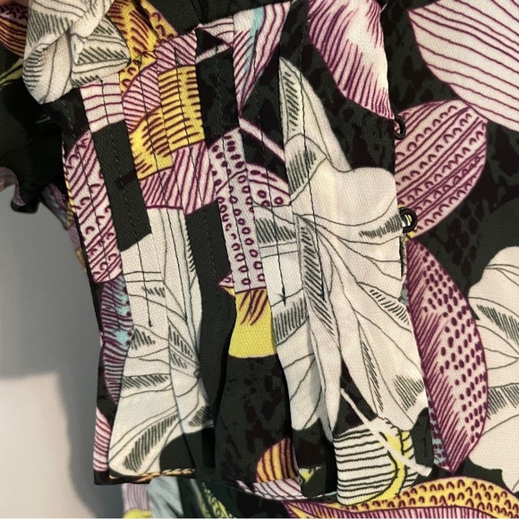 Reiss blouse long sleeve viscose floral multicolor green size zero - Picture 4 of 10